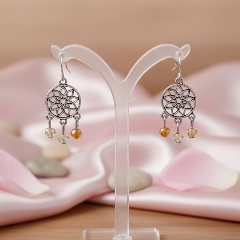 Dreamcatcher Earrings with Fall Color Bead Accents
